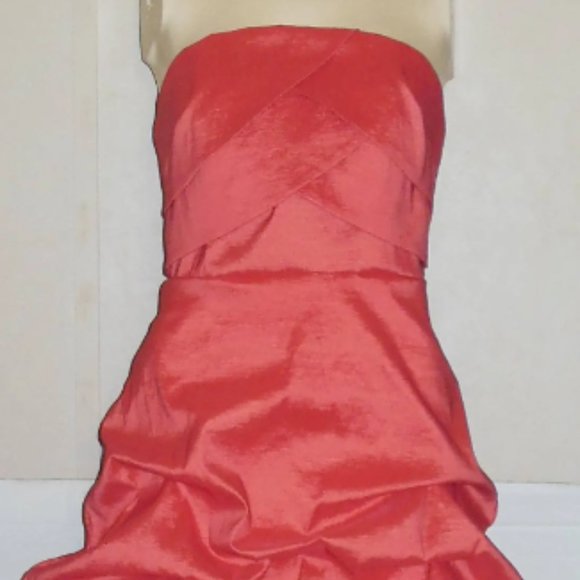 Dark Pink Strapless Party Dress Puffy Skirt Back Zip XOXO Juniors S - Picture 1 of 5